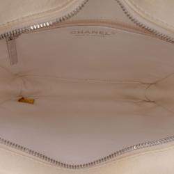Chanel Brown/White Small Tweed and Resin Zipped Shopping Bag