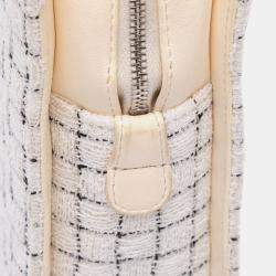 Chanel Brown/White Small Tweed and Resin Zipped Shopping Bag