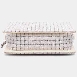 Chanel Brown/White Small Tweed and Resin Zipped Shopping Bag