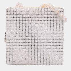 Chanel Brown/White Small Tweed and Resin Zipped Shopping Bag