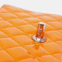 Chanel Orange Mini Rectangular Classic Patent Single Flap