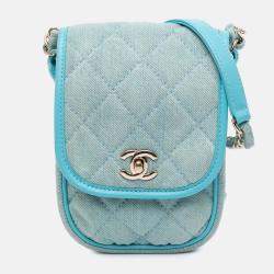 Chanel Blue Mini CC Quilted Denim Crossbody
