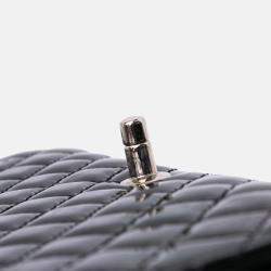 Chanel Black Quilted Patent East West Wallet On Chain