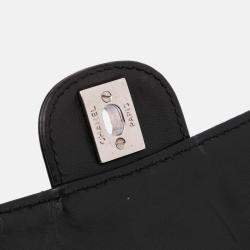 Chanel Black Quilted Patent East West Wallet On Chain