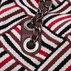 Chanel Red/White CC Canvas Stripe Flap