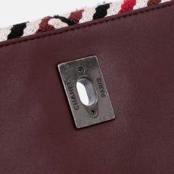 Chanel Red/White CC Canvas Stripe Flap