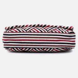 Chanel Red/White CC Canvas Stripe Flap