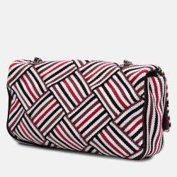 Chanel Red/White CC Canvas Stripe Flap