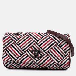 Chanel Red/White CC Canvas Stripe Flap
