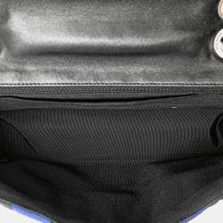 Chanel Black/Blue Medium Jersey Grid Single Flap