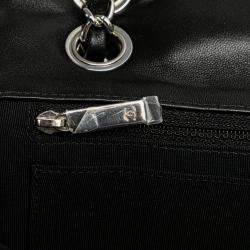Chanel Black/Blue Medium Jersey Grid Single Flap