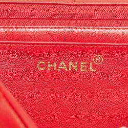 Chanel Red Jumbo XL Vertical Quilt Lambskin Single Flap