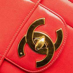Chanel Red Jumbo XL Vertical Quilt Lambskin Single Flap
