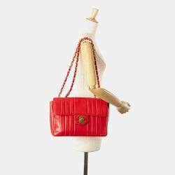 Chanel Red Jumbo XL Vertical Quilt Lambskin Single Flap