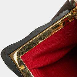 Chanel Black/Brown CC Quilted Suede Kiss Lock Clutch