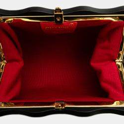 Chanel Black/Brown CC Quilted Suede Kiss Lock Clutch