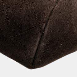 Chanel Black/Brown CC Quilted Suede Kiss Lock Clutch