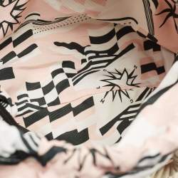 Chanel White/Multicolor Printed Fabric and Rope Shopper Tote