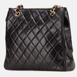 Chanel Black Quilted Lambskin CC Charm Tote