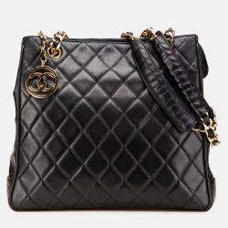 Chanel Black Quilted Lambskin CC Charm Tote
