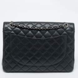 Chanel Black Quilted Caviar Leather Maxi Classic Double Flap Bag