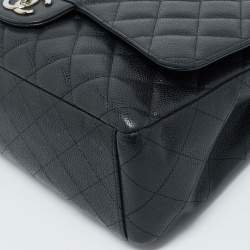Chanel Black Quilted Caviar Leather Maxi Classic Double Flap Bag