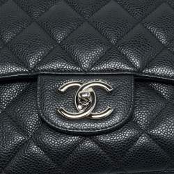 Chanel Black Quilted Caviar Leather Maxi Classic Double Flap Bag