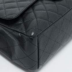 Chanel Black Quilted Caviar Leather Maxi Classic Double Flap Bag