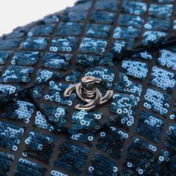 Chanel Blue Medium Sequined Satin Single Flap