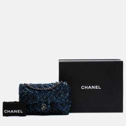 Chanel Blue Medium Sequined Satin Single Flap
