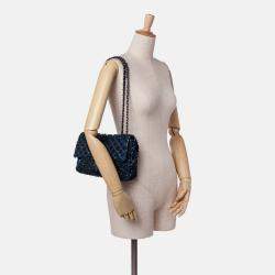 Chanel Blue Medium Sequined Satin Single Flap
