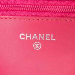 Chanel Red Classic Patent Wallet On Chain