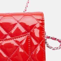 Chanel Red Classic Patent Wallet On Chain