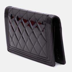Chanel Black Quilted Patent Boy Long Wallet