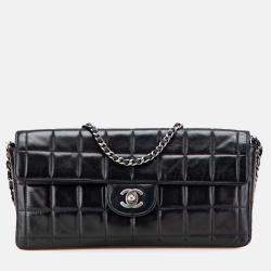 Chanel Black Chocolate Bar Lambskin East West Flap