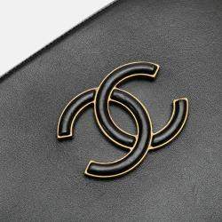 Chanel Black Goatskin and Quilted Calfskin Coco Curve Vanity Case