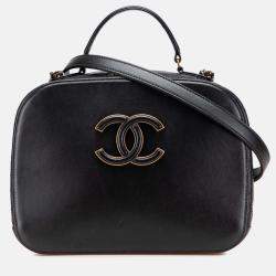 Chanel Black Goatskin and Quilted Calfskin Coco Curve Vanity Case