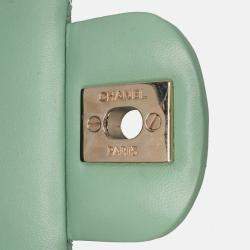Chanel Green Mini Square Classic Lambskin Single Flap
