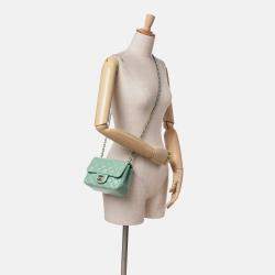 Chanel Green Mini Square Classic Lambskin Single Flap