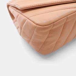 Chanel Nude Calfskin Chevron Flap Bag