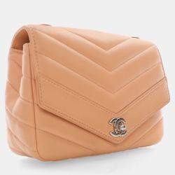 Chanel Nude Calfskin Chevron Flap Bag