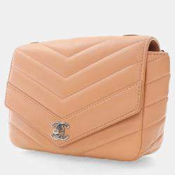 Chanel Nude Calfskin Chevron Flap Bag