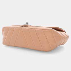 Chanel Nude Calfskin Chevron Flap Bag