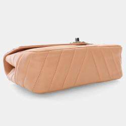 Chanel Nude Calfskin Chevron Flap Bag