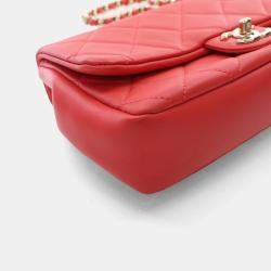 Chanel Small Red Lambskin Resin Bi Color Chain Flap Bag