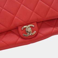 Chanel Small Red Lambskin Resin Bi Color Chain Flap Bag