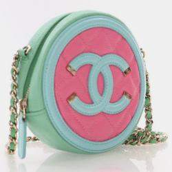 Chanel Multicolor Caviar Round Filigree Clutch With Chain