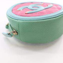 Chanel Multicolor Caviar Round Filigree Clutch With Chain