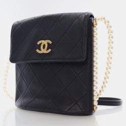 Chanel Small Black Calfskin About Pearls Hobo