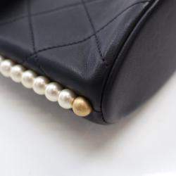 Chanel Small Black Calfskin About Pearls Hobo